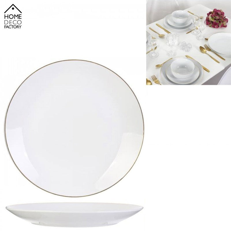 Weisser TELLER mit Goldrand – Speiseteller / Menueteller aus Porzellan von HOME DECO FACTORY Ø27cm
