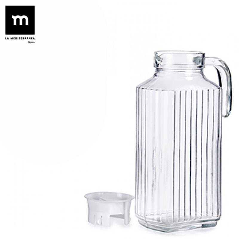 1,8 Liter KÜHLSCHRANK KRUG mit DECKEL Glaskaraffe Glas von La Mediterránea