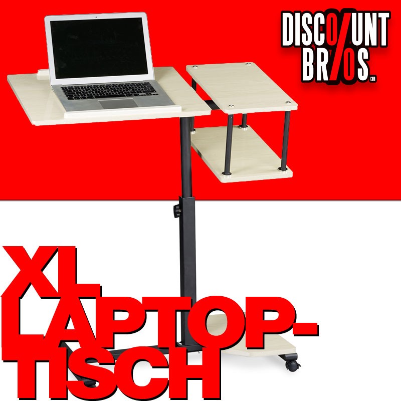 Mobiler Beistelltisch XL LAPTOPTISCH Stehtisch Stehpult Notebooktisch CREME
