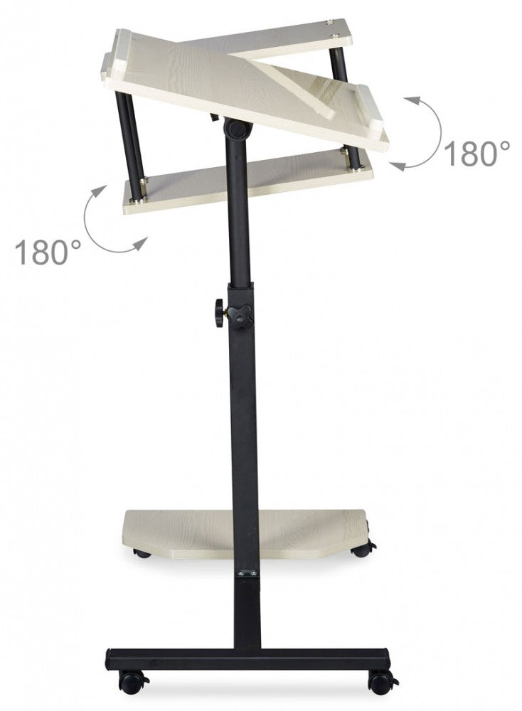 Mobiler Beistelltisch XL LAPTOPTISCH Stehtisch Stehpult Notebooktisch CREME