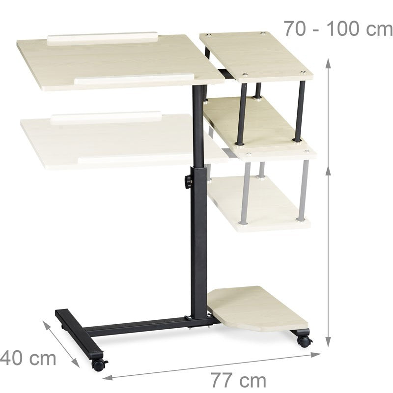 Mobiler Beistelltisch XL LAPTOPTISCH Stehtisch Stehpult Notebooktisch CREME