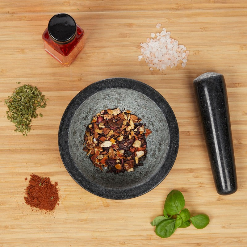 Rutschfester MÖRSER mit Stössel aus Granit Stein SCHWARZ Ø14cm L