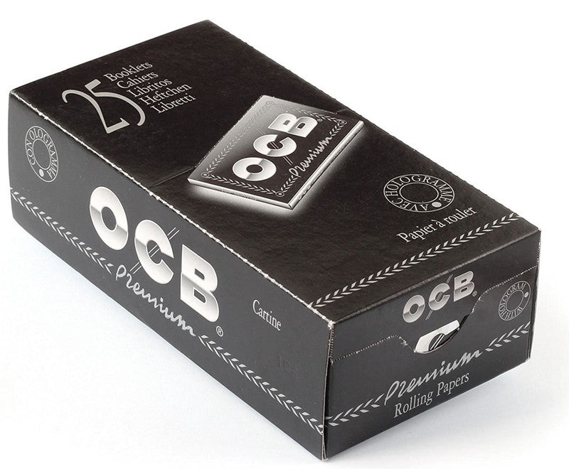 25 × OCB PREMIUM Double Window Papers Black Schwarz Zigarettenpapier 25 ×100 Blatt 69×36mm