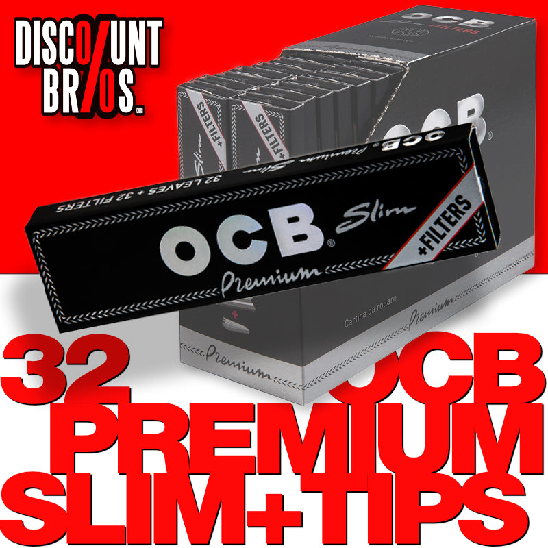 32 × OCB PREMIUM Slim + Filter Black Papers Zigarettenpapier