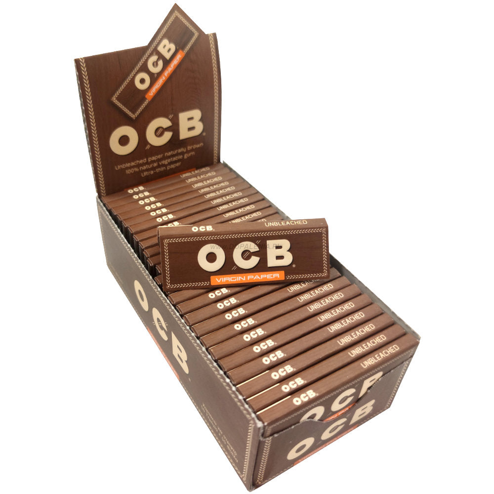 50 Stk. TRAY Superdünne, ungebleichte OCB VIRGIN KURZ Unbleached Papers Zigarettenpapier 50 Blatt 70×36mm