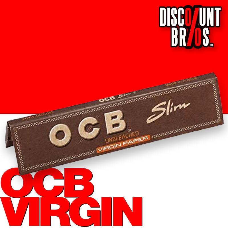 Superdünne, ungebleichte OCB VIRGIN Slim Unbleached Papers Zigarettenpapier 32 Blatt 109×44mm