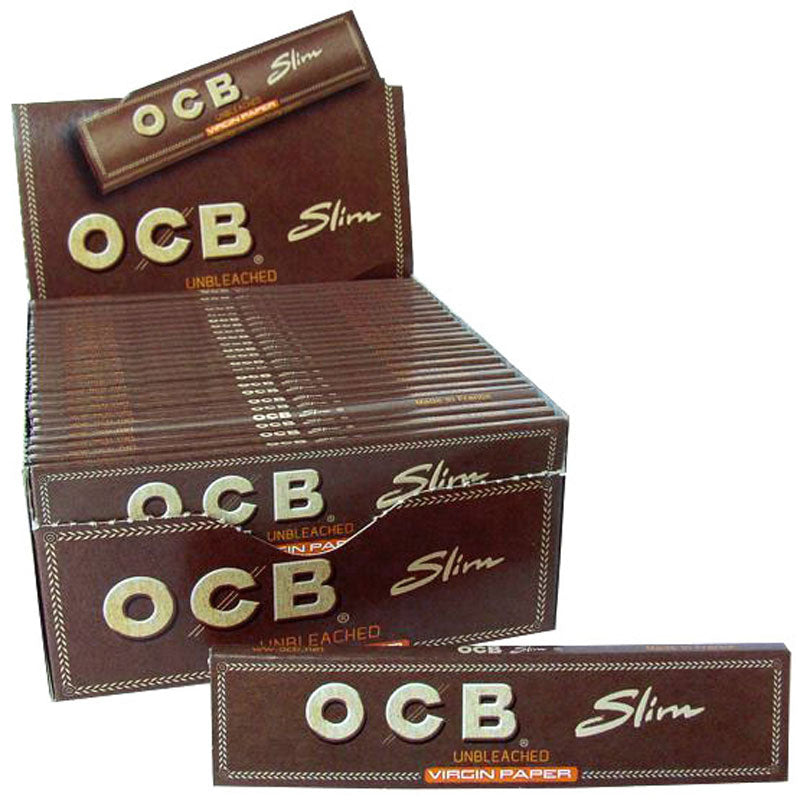 10 × Superdünne, ungebleichte OCB VIRGIN Slim Unbleached Papers Zigarettenpapier 32 Blatt 109×44mm