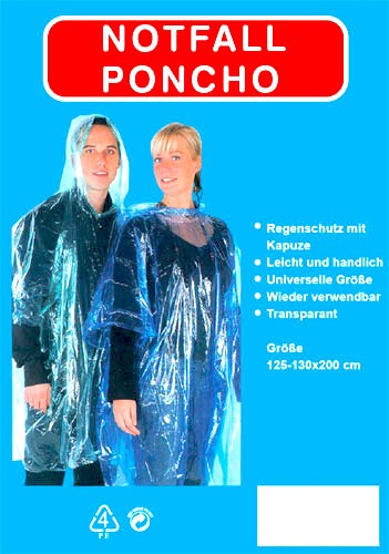 10 Stk. REGENPONCHO für den Notfall transparent