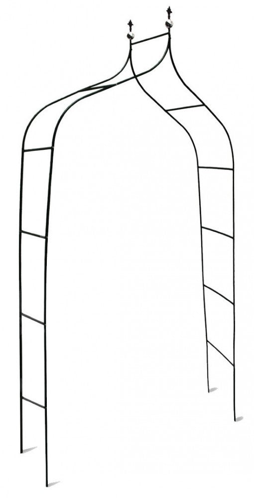 ROSENBOGEN geschwungene Rankhilfe aus Metall mit Kugelkronen
