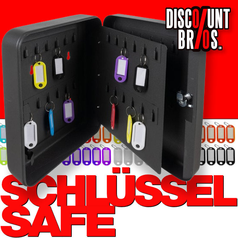 Schlüsselschrank SCHLÜSSELKASTEN Schlüsselsafe für 48 Schlüssel mit farbigen Anhängern