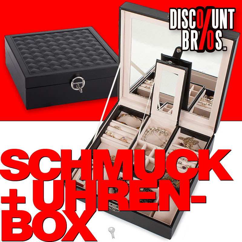 Edle SCHMUCK- UND UHRENBOX Schmuckschatulle Uhrenkoffer Schmuckkästchen SCHMUCK-KOFFER