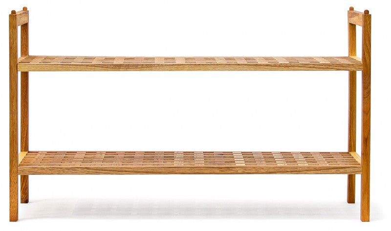 Stapelbares SCHUHREGAL mit 2 Ablagen aus Walnuss Holz