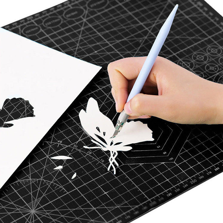 Selbstheilende Schneidematte CUTTING MAT Bastelmatte mit Skala doppelseitig SCHWARZ A3 30×45cm