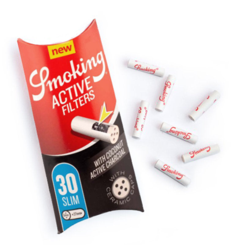 30 Stk. SMOKING ACTIVE Aktivkohlefilter Filter Tips SLIM Ø 6 mm – mild & nachhaltig