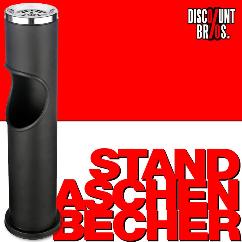 STAND-ASCHENBECHER für Müll- und Zigarettenabfälle (schwarz matt) 46cm