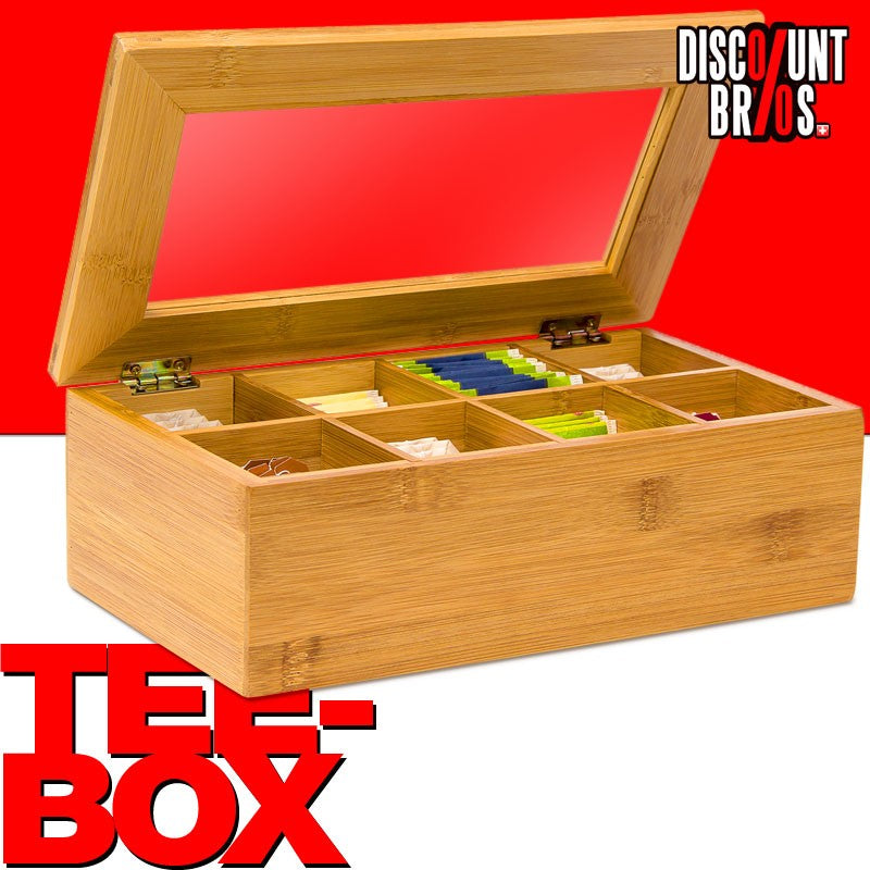 TEEBOX aus Bambus mit 8 Teekammern 28×16×9cm