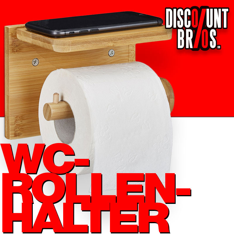 Toilettenpapierhalter WC-PAPIER-HALTER mit Ablage aus Bambus-Holz LINKS
