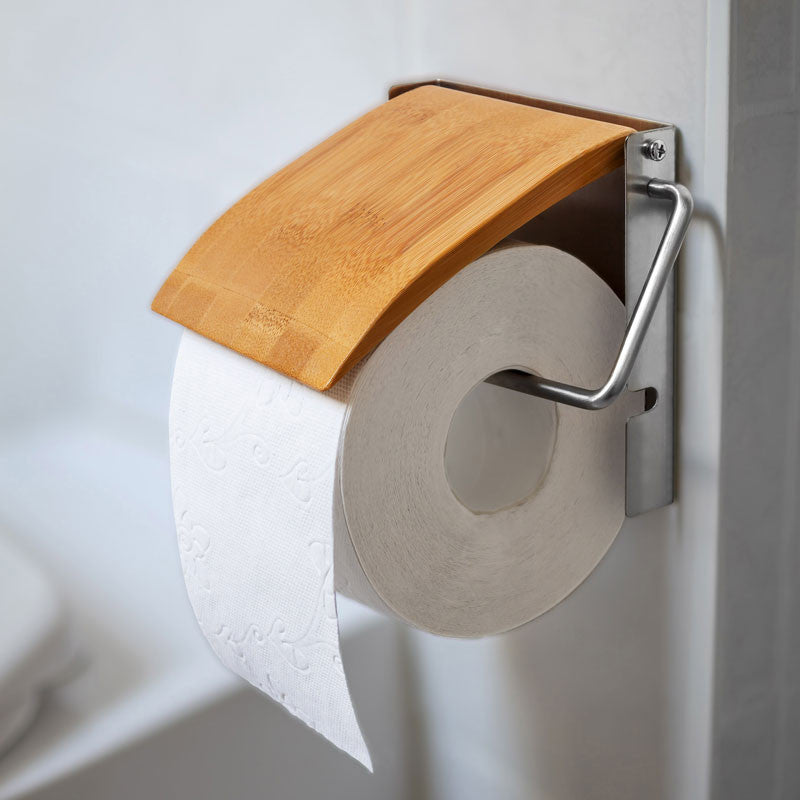 Toilettenpapierhalter WC-PAPIER-HALTER Bambus und Edelstahl