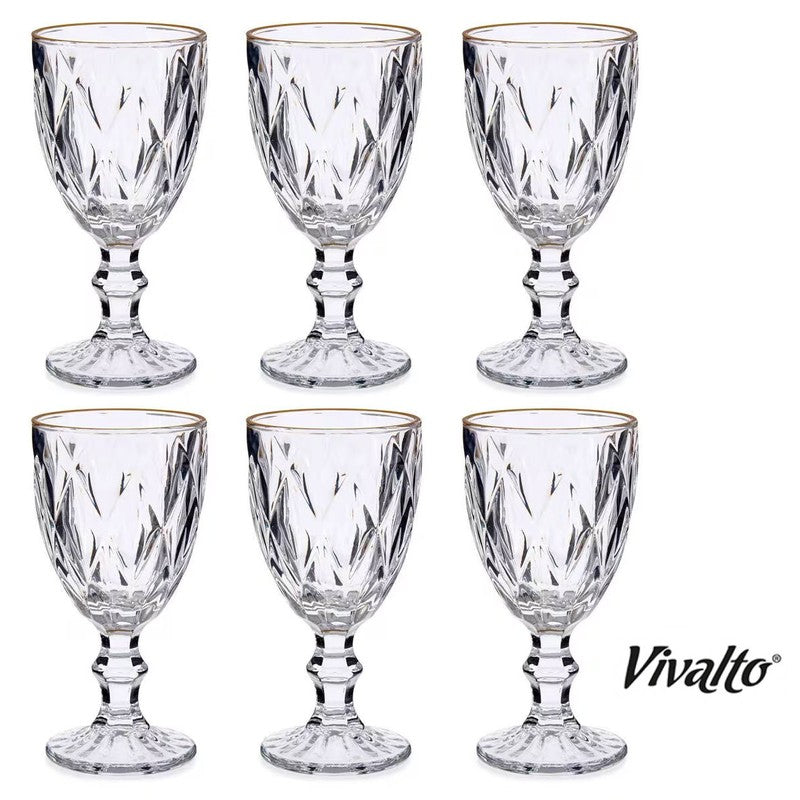6er-Set Trinkgläser mit Goldand WEINGLAS Weingläser Glas von VIVALTO 6×33cl