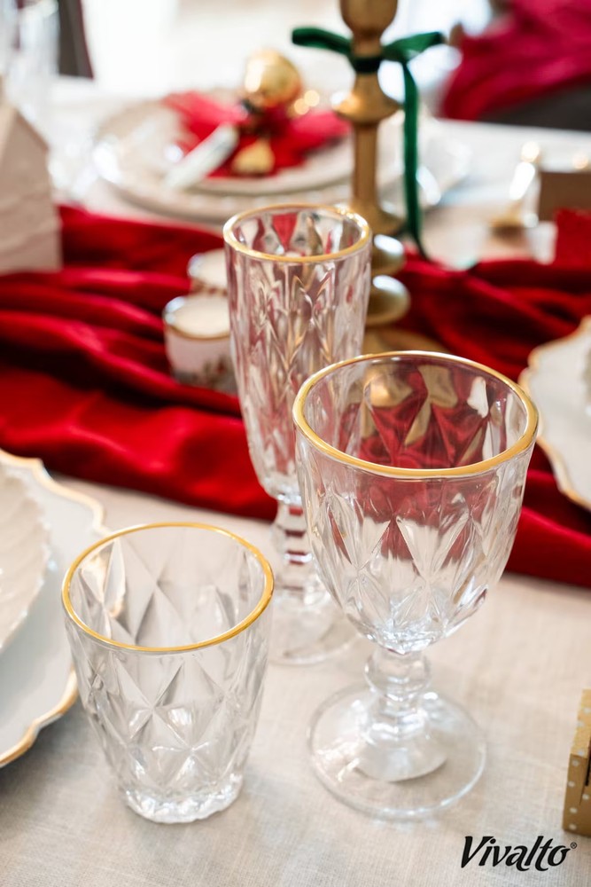 6er-Set Trinkgläser mit Goldand WEINGLAS Weingläser Glas von VIVALTO 6×33cl