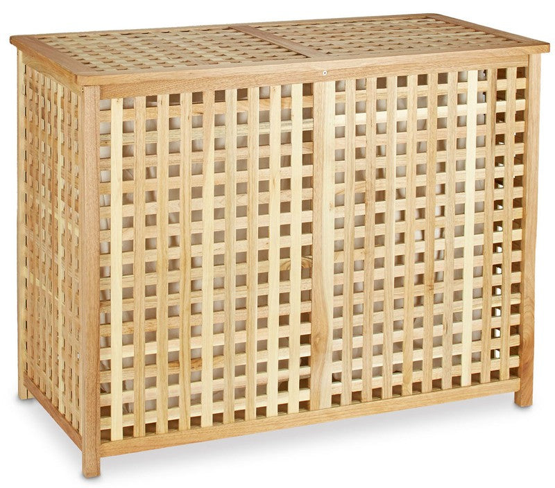 LUXUS Wäschetruhe Wäschebox DOPPEL WÄSCHEKORB Wäschesammler Duo Walnuss