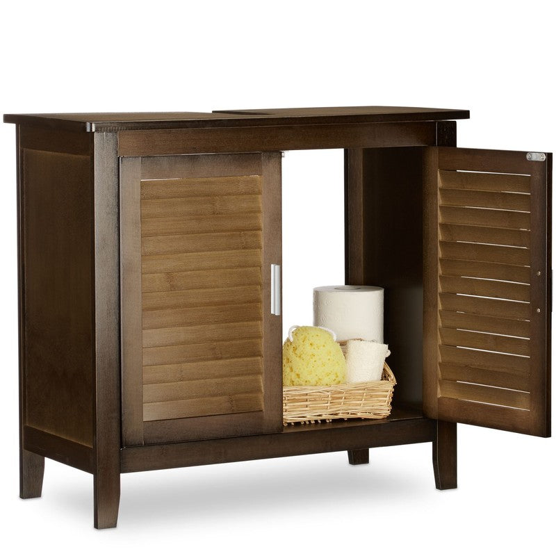 Waschbeckenunterschrank UNTERSCHRANK Waschbeckenschrank aus Bambusholz BRAUN