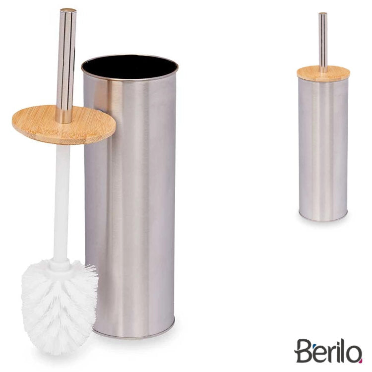 Toilettenbürste WC-BÜRSTE mit Halter WC-Garnitur BAMBUS+EDELSTAHL