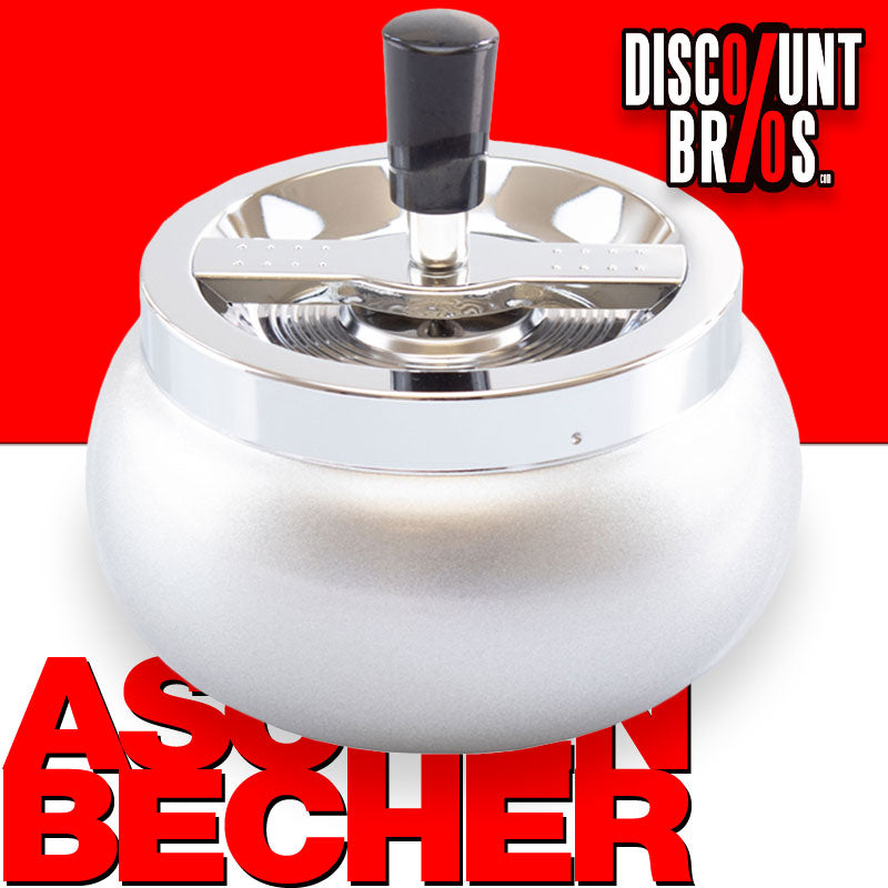 XL DREH-ASCHENBECHER Aschenbecher Drehaschenbecher SILBER Ø13cm