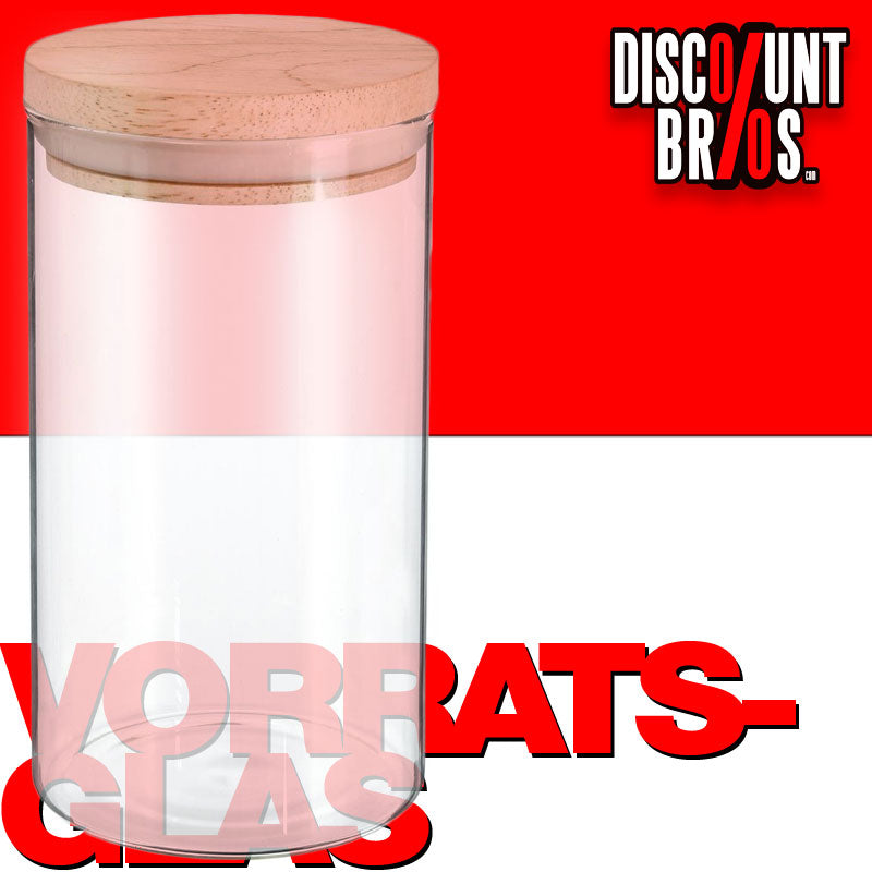 1,3 Liter VORRATSGLAS mit HOLZDECKEL Vorratsbehälter Aufbewahrungsglas transparentes Glas