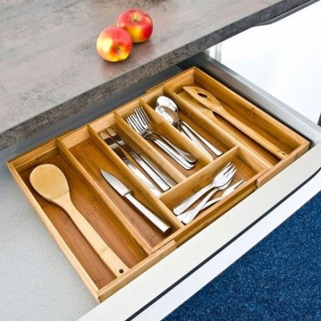 Vario BESTECKKASTEN Schubladeneinsatz aus Bambus Holz 34×29,5-48cm