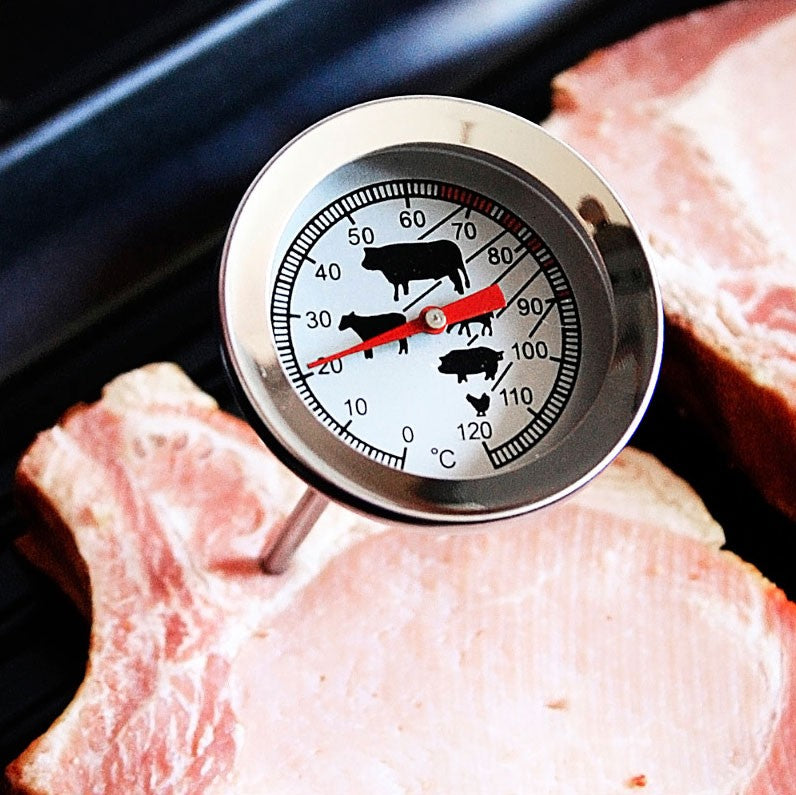 Edelstahl BRATEN-THERMOMETER Backofen- Grill- Fleisch- Thermometer