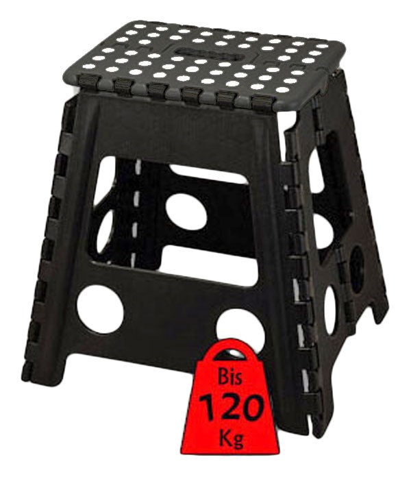 Klappbarer Hocker KLAPPTRITT Klapphocker SCHWARZ -120kg