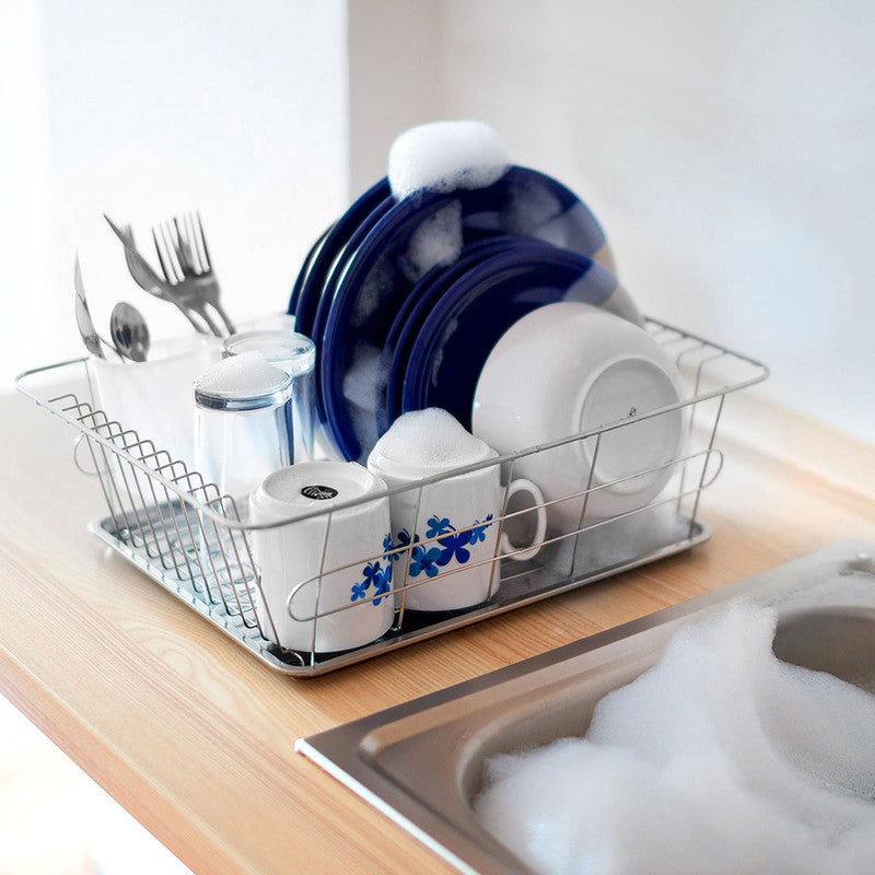GESCHIRR-ABTROPFGITTER Abtropfgestell mit Besteckhalter 40×30cm