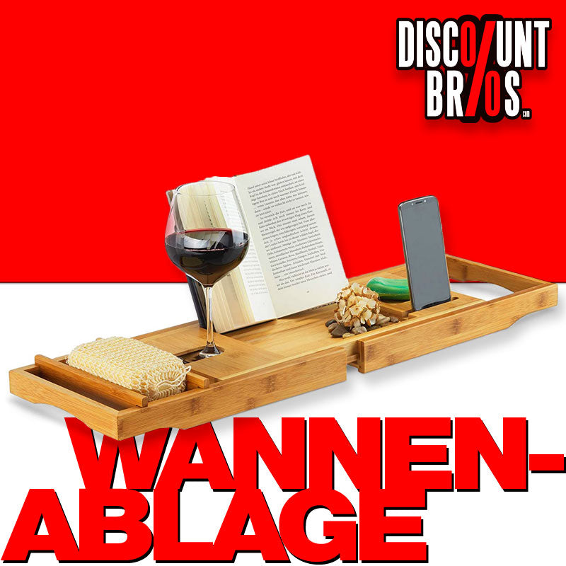 Badewannentablett BADEWANNENABLAGE aus Bambus Holz mit Buchstütze