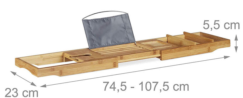 Badewannentablett BADEWANNENABLAGE aus Bambus Holz mit Buchstütze