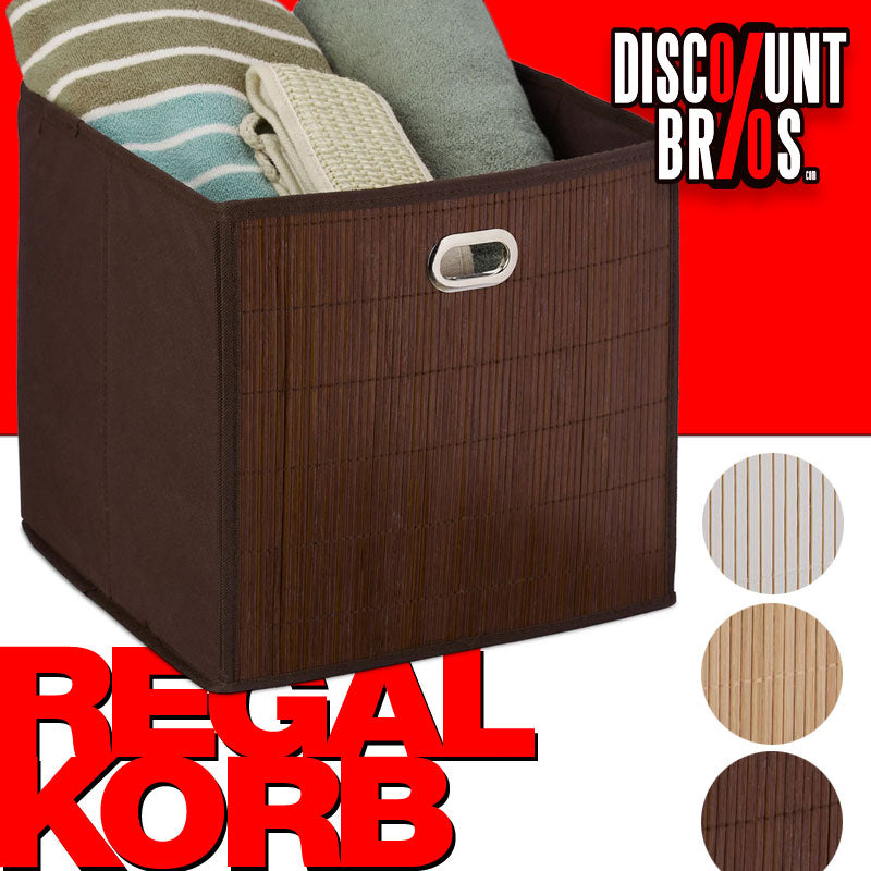 Box Schrankkorb REGALKORB Aufbewahrungskorb aus Bambus NATUR - BRAUN oder WEISS