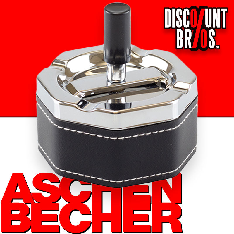 Hexagon DREH-ASCHENBECHER Aschenbecher Drehaschenbecher SCHWARZ-CHROM Ø9cm