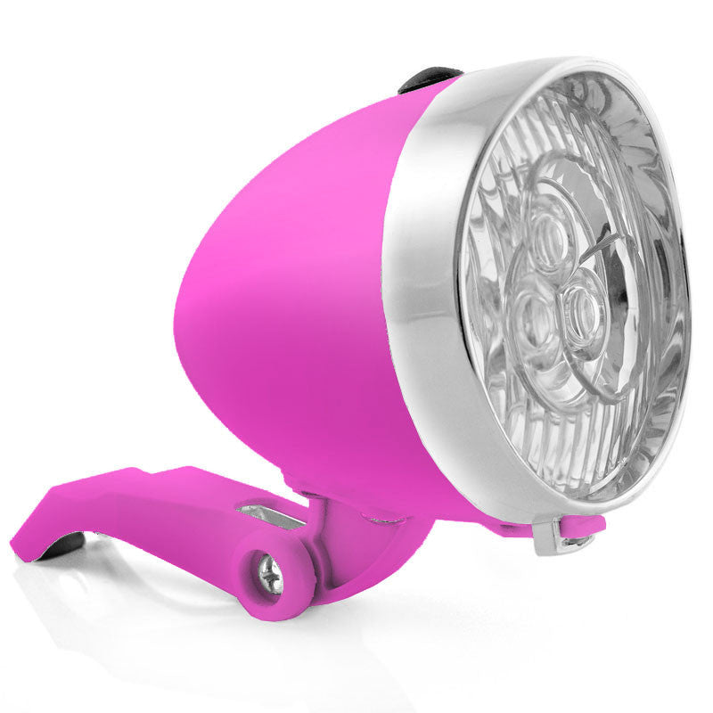Retro-Design VELOLICHT mit 3 LED Fahrrad Velolampe Scheinwerfer Frontscheinwerfer ROSA