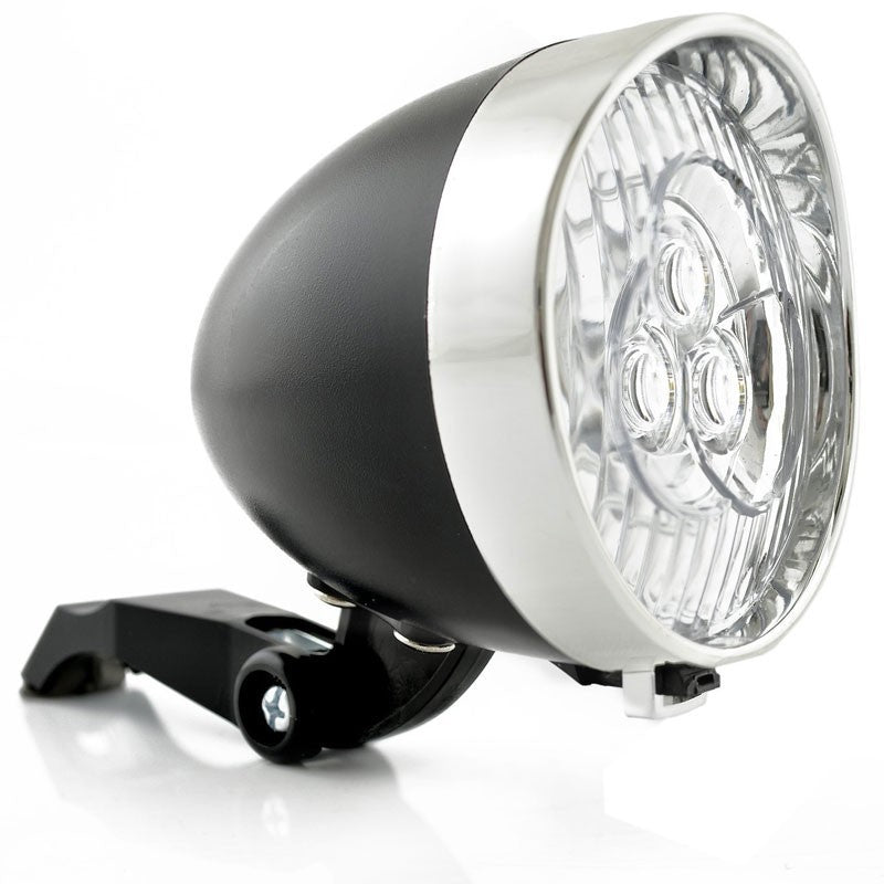 Retro-Design VELOLICHT mit 3 LED Fahrrad Velolampe Scheinwerfer Frontscheinwerfer WEISS