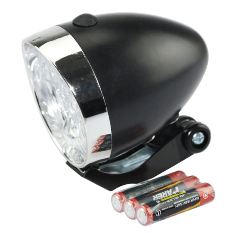 Retro-Design VELOLICHT mit 3 LED Fahrrad Velolampe Scheinwerfer Frontscheinwerfer SCHWARZ