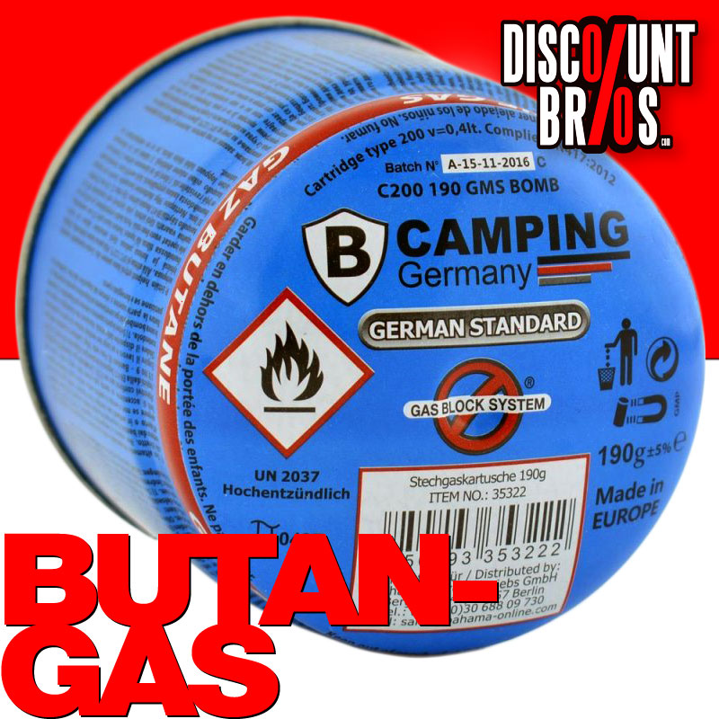B-CAMPING 190g Butan Stechgaskartusche GASKARTUSCHE Kartusche für Gaskocher und Gasbrenner mit Sicherheitsventil