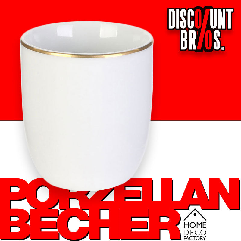 Weisse TASSE mit goldenem Rand Tee-Becher – Espressotasse aus Porzellan 18cl