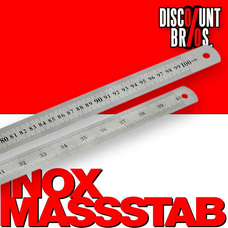 Edelstahl LINEAL Massstab Metermass Stahlmassstab Stahllineal Metall INOX 1000mm - 1m / 40INCH