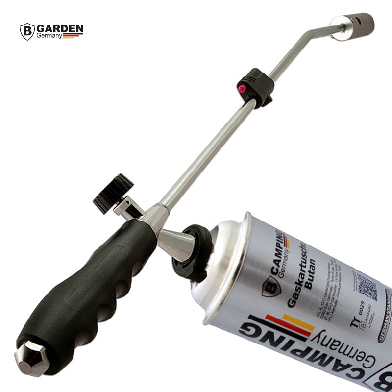 B-GARDEN Gasbrenner UNKRAUTBRENNER Lanze mit Piezozündung für 227g Butangas-Kartuschen mit Bajonett-Ventil