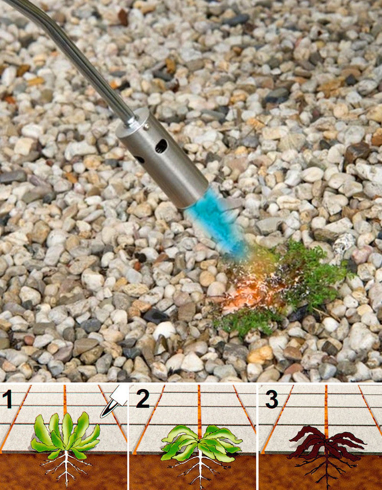 B-GARDEN Gasbrenner UNKRAUTBRENNER Lanze mit Piezozündung + 4er-Set GASKARTUSCHEN 227g Butangas-Kartuschen mit Bajonett-Ventil