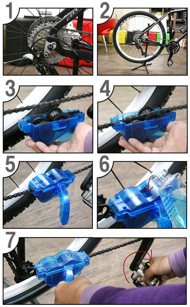 Velo Fahrrad KETTENREINIGUNGS-GERÄT Werkzeug mit Tank und 6 rotierenden Bürsten